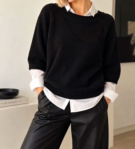 Pulli schwarz baumwolle 4 - pulli,